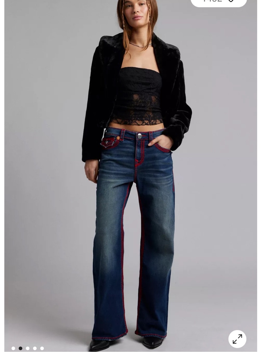 True Religion Bobbi Baggie Jeans Size 27 Wide Leg Low Rise Stretch Denim